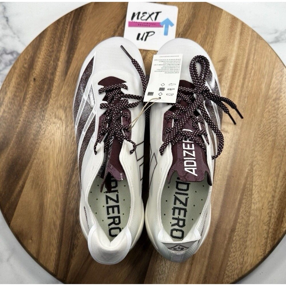 Men’s 13-adidas Adizero Electric 1 IE6289 Football Cleats White Maroon NEW - Picture 8 of 8